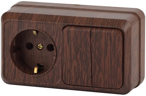 Блок накладной Эра Intro Quadro розетка 1-м.+выключатель 2-кл. венге фото Блок накладной Эра Intro Quadro розетка 1-м.+выключатель 2-кл. венге картинка